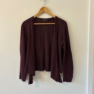 Nic+Zoe Burgundy Cotton Blend Open Front Cardigan Sweater | Size Large